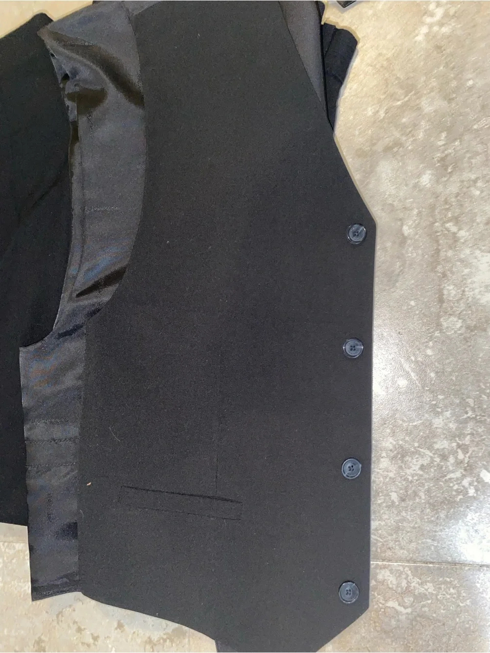 Calvin Klein boys Black Tailored Trousers with Matching Vest and Satin Tie